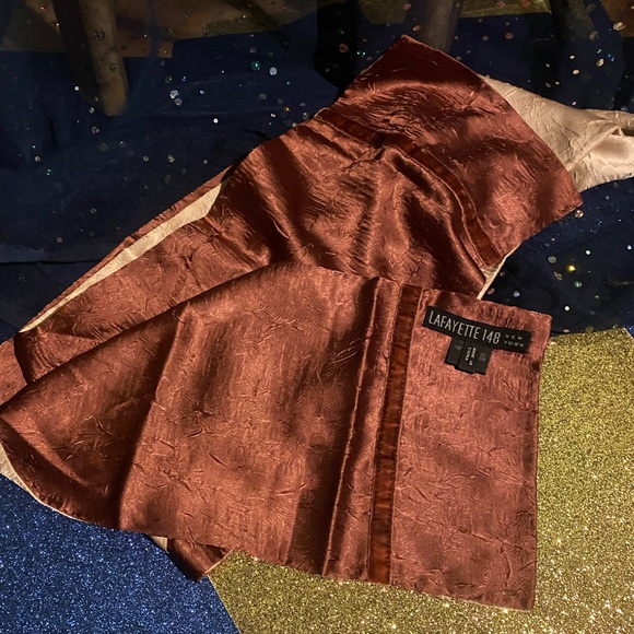 Lafayette 148 New York Accessories - LAFAYETTE 148 NEW YORK VELVET-TRIM WINE CHAMPAGNE VNTG PINK MAUVE SLIM Scarf